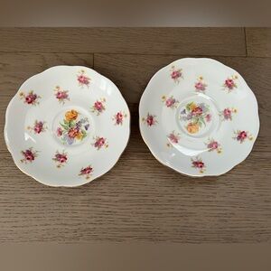 Roslyn Fine Bone China “Rosemary” Pattern – 2 Saucers – Made in England